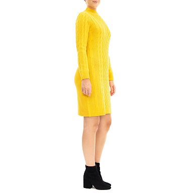 Women's Nina Leonard Cable Knit Sweater Dress