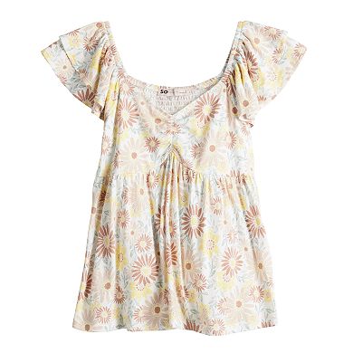 Juniors' SO® Flutter Sleeve Babydoll Top