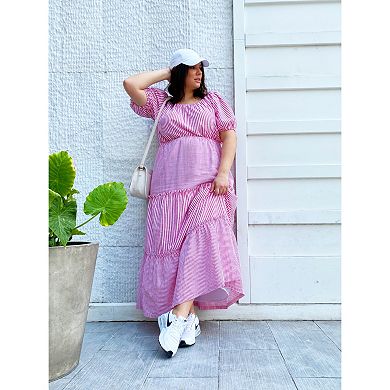 Plus Size DRAPER JAMES RSVP™ Short Sleeve Tiered Maxi Dress