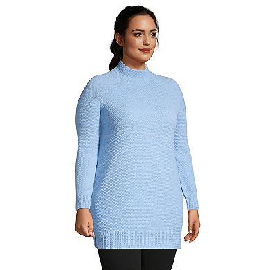 Plus Size Lands' End Cable-Knit Funnelneck Tunic Sweater