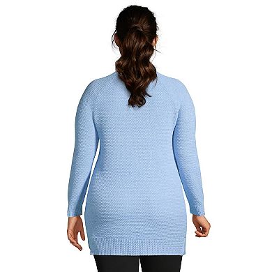 Plus Size Lands' End Cable-Knit Funnelneck Tunic Sweater