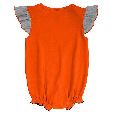 Girls Newborn & Infant Orange/Heathered Gray Denver Broncos All The Love Bodysuit Bib & Booties Set