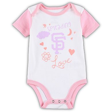 Newborn & Infant White/Pink San Francisco Giants Spreading Love Bodysuit & Tutu with Leggings Set