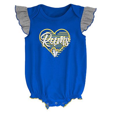 Girls Newborn & Infant Royal/Heathered Gray Los Angeles Rams All The Love Bodysuit Bib & Booties Set