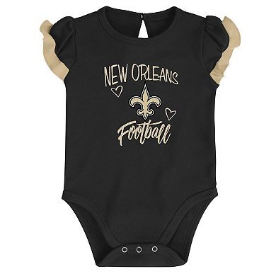 Newborn & Infant Black/Vegas Gold New Orleans Saints Too Much Love Two-Piece Bodysuit Set