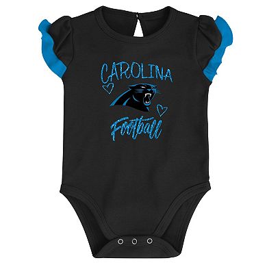 Newborn & Infant Black/Blue Carolina Panthers Too Much Love Two-Piece Bodysuit Set
