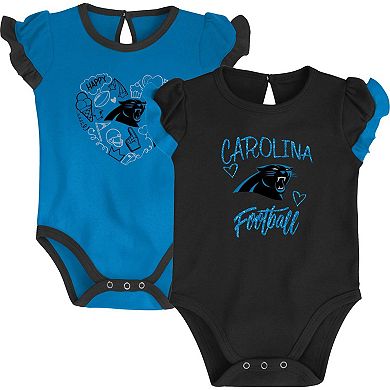 Newborn & Infant Black/Blue Carolina Panthers Too Much Love Two-Piece Bodysuit Set