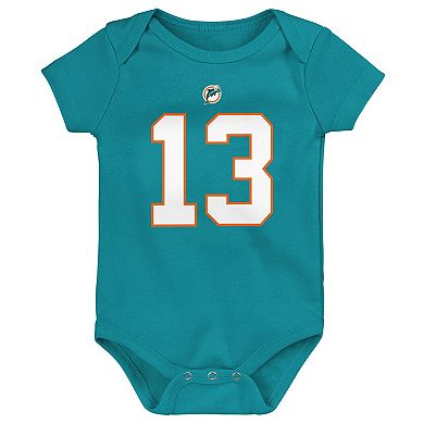 Newborn & Infant Mitchell & Ness Dan Marino Aqua Miami Dolphins Retro Name & Number Bodysuit