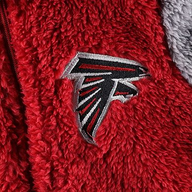 Newborn & Infant Red/Gray Atlanta Falcons Game Nap Teddy Fleece Bunting Full-Zip Sleeper