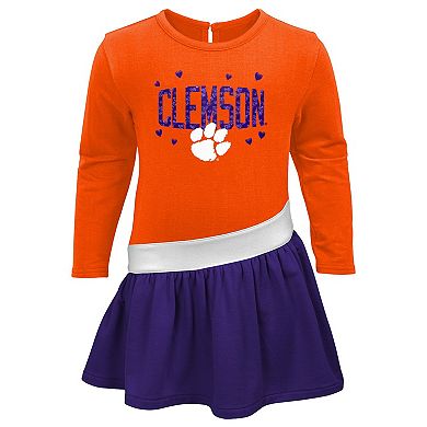 Toddler Orange Clemson Tigers Heart to Heart French Terry Dress