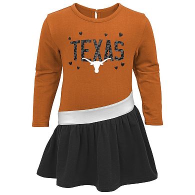 Toddler Texas Orange Texas Longhorns Heart to Heart French Terry Dress