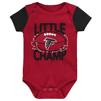 Newborn & Infant Red/Black Atlanta Falcons Little Champ Three-Piece Bodysuit Bib & Booties Set