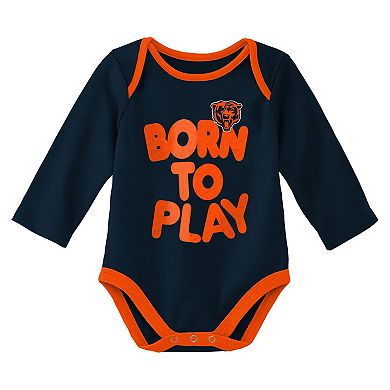 Newborn & Infant Navy/Heathered Gray Chicago Bears Born To Win Two-Pack Long Sleeve Bodysuit Set