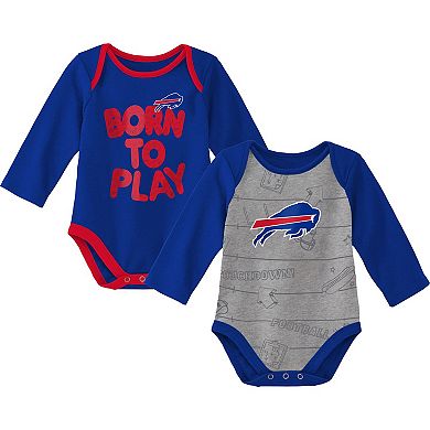 Newborn & Infant Royal/Heathered Gray Buffalo Bills Born To Win Two-Pack Long Sleeve Bodysuit Set