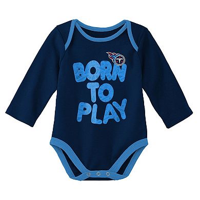 Newborn & Infant Navy/Heathered Gray Tennessee Titans Born To Win Two-Pack Long Sleeve Bodysuit Set