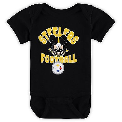 Newborn & Infant Black Pittsburgh Steelers Disney Lil Champ Bodysuit