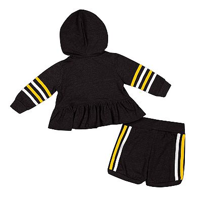 Girls Infant Colosseum Black Iowa Hawkeyes Spoonful Full-Zip Hoodie & Shorts Set