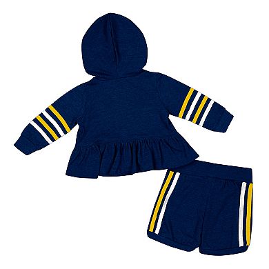 Girls Infant Colosseum Navy Michigan Wolverines Spoonful Full-Zip Hoodie & Shorts Set