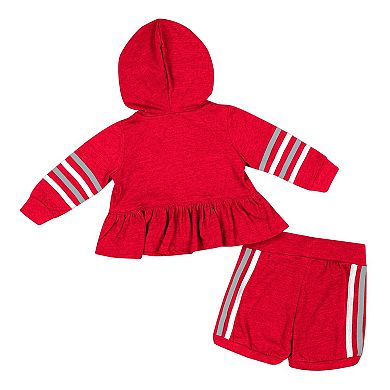 Girls Infant Colosseum Scarlet Ohio State Buckeyes Spoonful Full-Zip Hoodie & Shorts Set