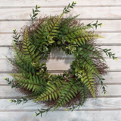 Pure Garden Artificial Fern Wreath