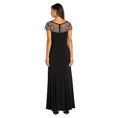 Women's R&M Richards Beaded Bodice Long Evening Gown