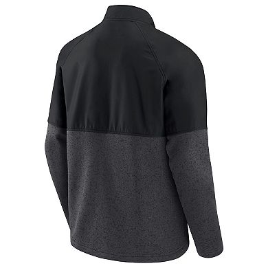 Men's Fanatics Branded Black/Heathered Charcoal Wisconsin Badgers Durable Raglan Full-Zip Jacket