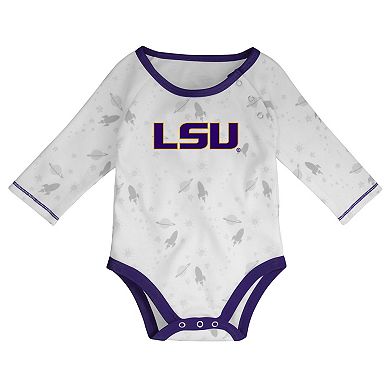 Newborn & Infant Purple/White LSU Tigers Dream Team Raglan Long Sleeve Bodysuit Hat & Pants Set