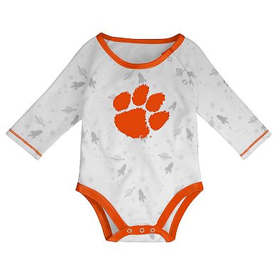 Newborn & Infant Orange/White Clemson Tigers Dream Team Raglan Long Sleeve Bodysuit Hat & Pants Set