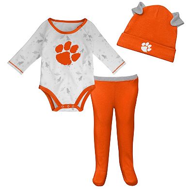 Newborn & Infant Orange/White Clemson Tigers Dream Team Raglan Long Sleeve Bodysuit Hat & Pants Set