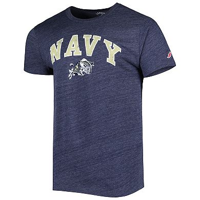 Men's League Collegiate Wear Heather Navy Navy Midshipmen 1965 Arch Victory Falls Tri-Blend T-Shirt