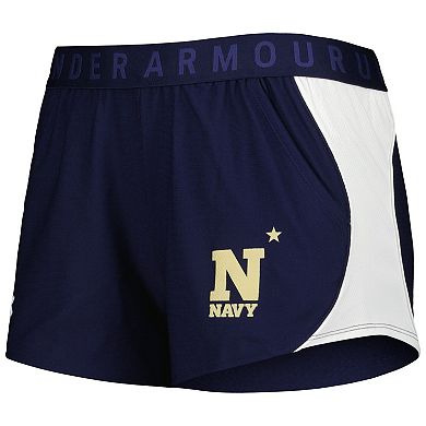 Women's Under Armour Navy/White Navy Midshipmen Game Day Tech Mesh Performance Shorts