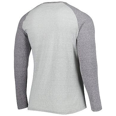 Men's Concepts Sport Heather Gray Las Vegas Raiders Ledger Raglan Long Sleeve Henley T-Shirt