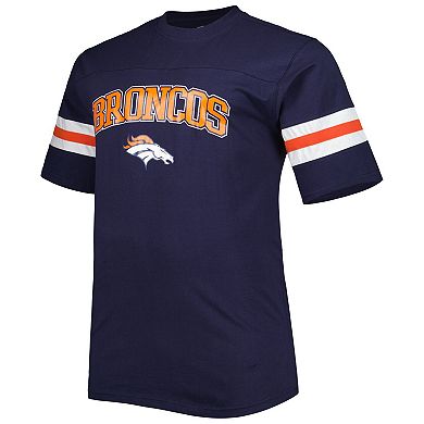 Men's Navy Denver Broncos Big & Tall Arm Stripe T-Shirt