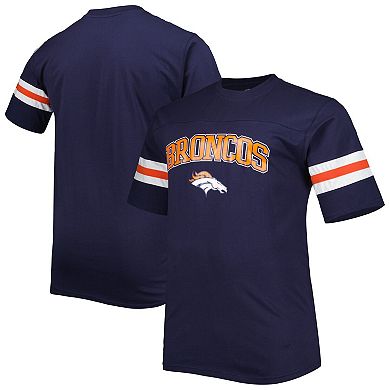 Men's Navy Denver Broncos Big & Tall Arm Stripe T-Shirt