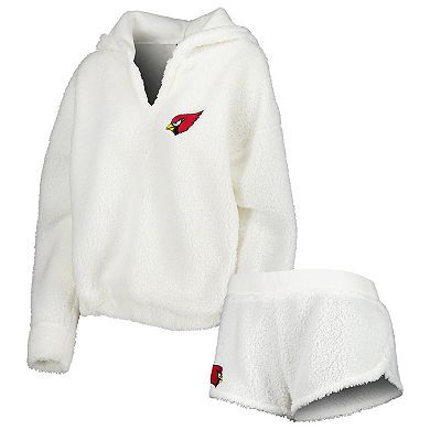 Women's Concepts Sport Cream Arizona Cardinals Fluffy Hoodie Top & Shorts Set