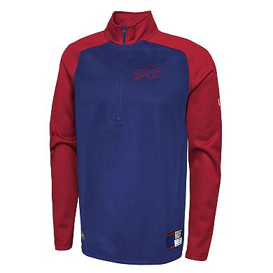 Men's New Era Royal Buffalo Bills Combine Authentic O-Line Raglan Half-Zip Jacket