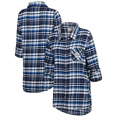 Women's Concepts Sport Blue Toronto Maple Leafs Mainstay Flannel Full-Button Long Sleeve Nightshirt