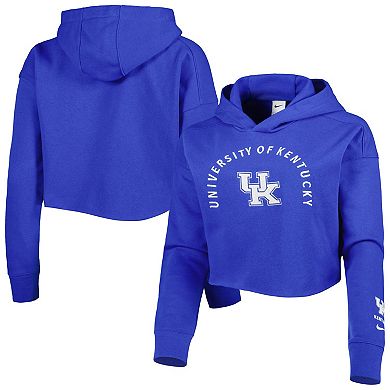 Women's Nike Royal Kentucky Wildcats 2-Hit Cropped Pullover Hoodie