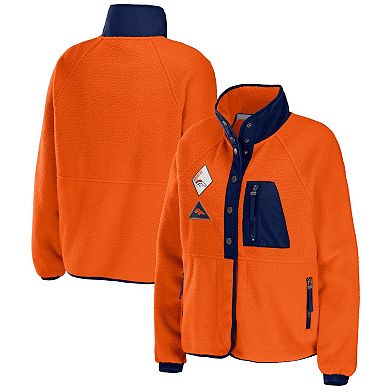 Women's WEAR by Erin Andrews Orange Denver Broncos Polar Fleece Raglan Full-Snap Jacket