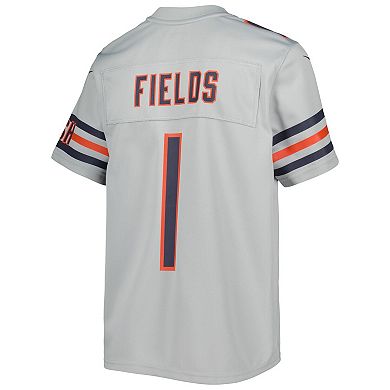 Youth Nike Justin Fields Gray Chicago Bears Inverted Game Jersey