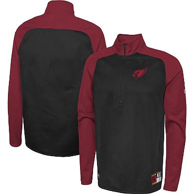 Men's New Era Black Arizona Cardinals Combine Authentic O-Line Raglan Half-Zip Jacket