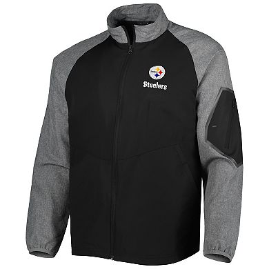 Men's Dunbrooke Black Pittsburgh Steelers Hurricane Raglan Full-Zip Windbreaker Jacket