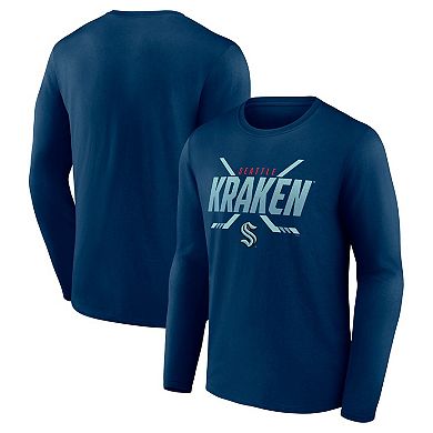 Men's Fanatics Branded Deep Sea Blue Seattle Kraken Covert Long Sleeve T-Shirt