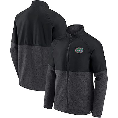 Men's Fanatics Branded Black/Heathered Charcoal Florida Gators Durable Raglan Full-Zip Jacket