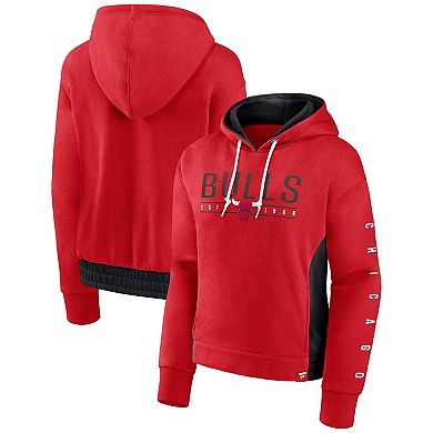 Women's Fanatics Branded Red Chicago Bulls Iconic Halftime Colorblock Pullover Hoodie