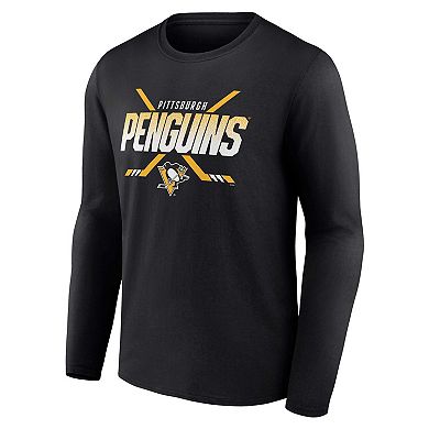 Men's Fanatics Branded Black Pittsburgh Penguins Covert Long Sleeve T-Shirt