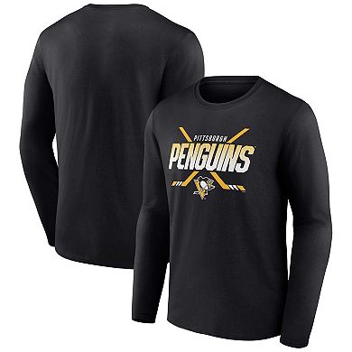 Men's Fanatics Branded Black Pittsburgh Penguins Covert Long Sleeve T-Shirt