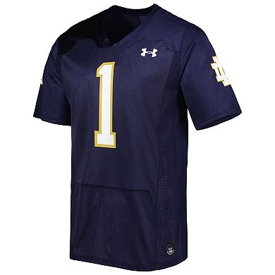 Men's Under Armour #1 Navy Notre Dame Fighting Irish Team Wordmark Replica Football Jersey