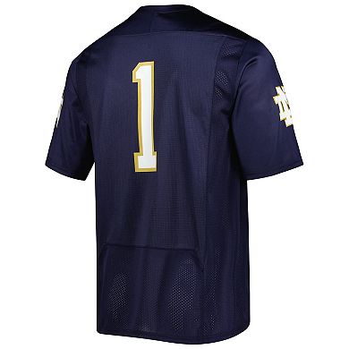 Men's Under Armour #1 Navy Notre Dame Fighting Irish Team Wordmark Replica Football Jersey