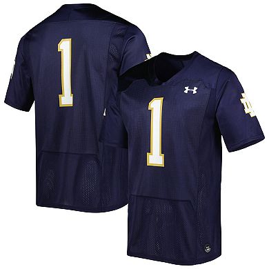 Men's Under Armour #1 Navy Notre Dame Fighting Irish Team Wordmark Replica Football Jersey